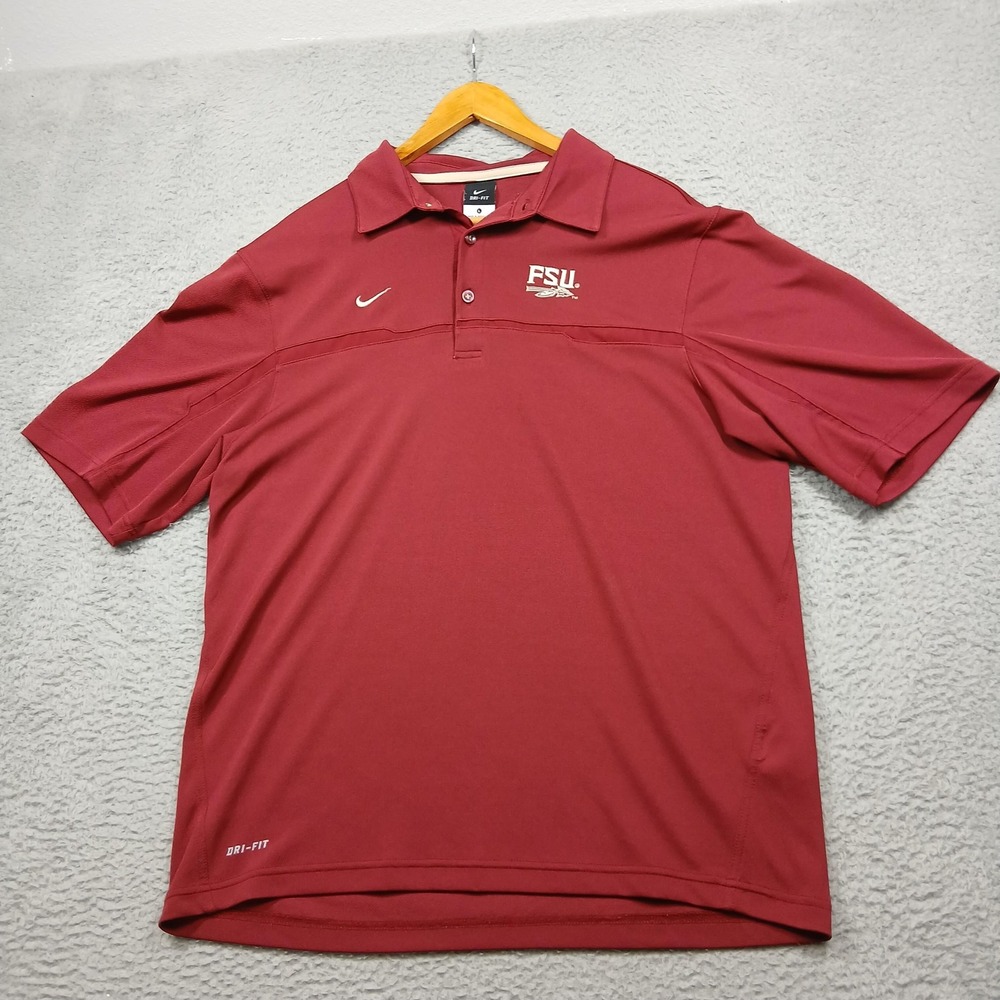 Florida State Seminoles Shirt Mens Large Garnet NCAA Football Polo Nike Dri-FIT